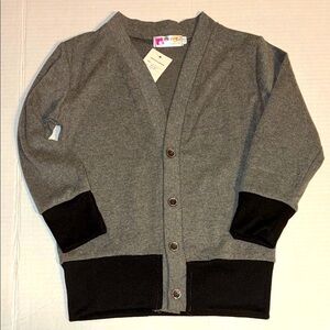 Gray and Black Button-Up Cardigan